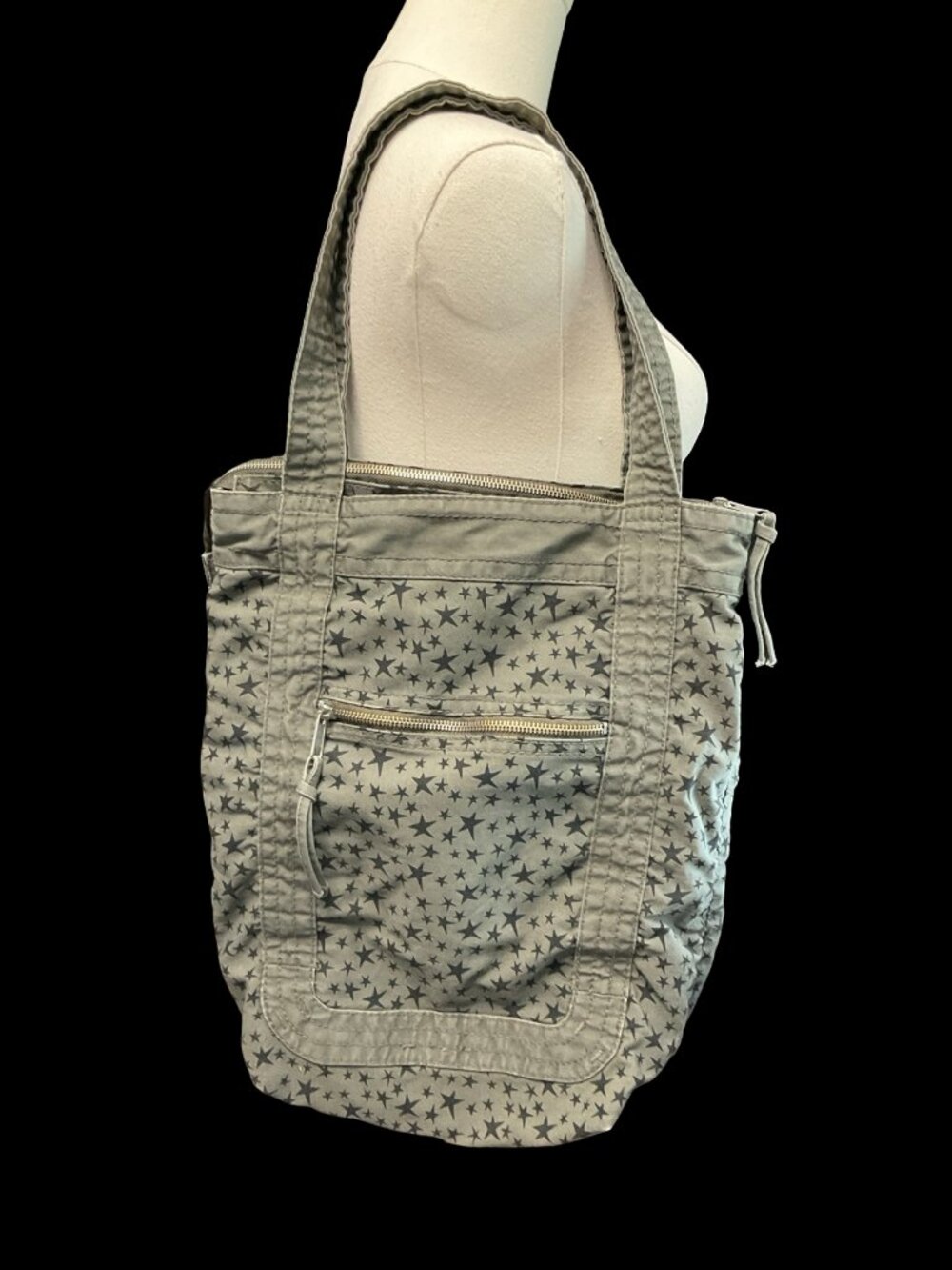 👗5/$25 - Grey Light Canvas Star Print Purse